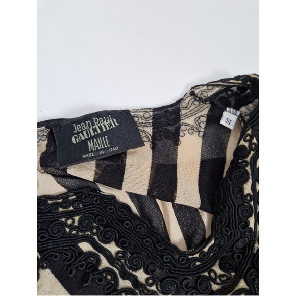 RARE 90’s Vintage Jean Paul Gaultier Maille Black And Cream Striped Top - Picture 3 of 6